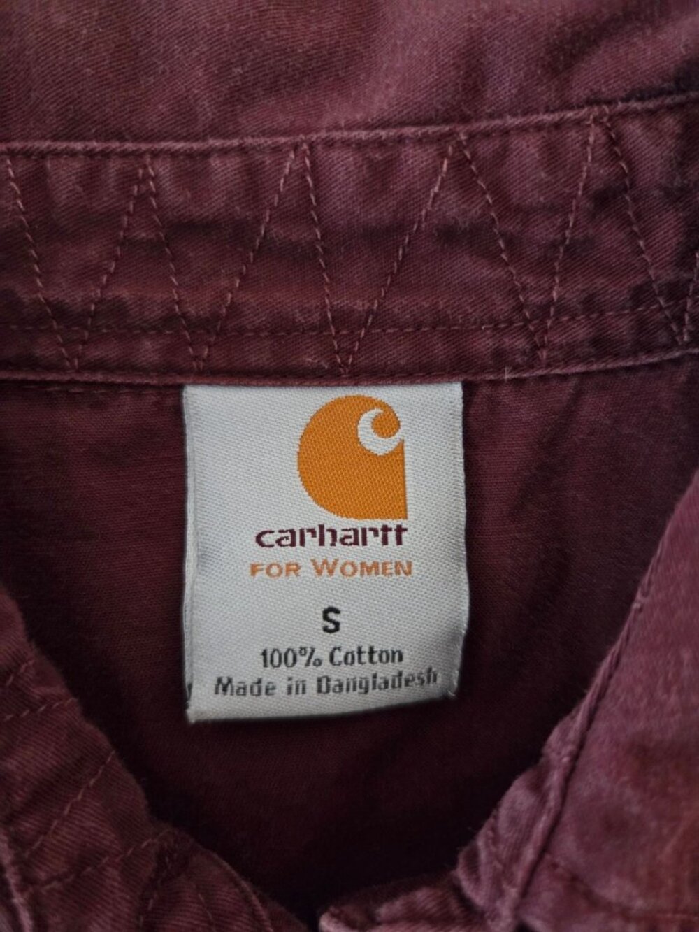 Carhartt Womens S Burgundy Pearl Snap Western Shirt Workwear Cowgirl Ranch Y2K - Picture 3 of 8